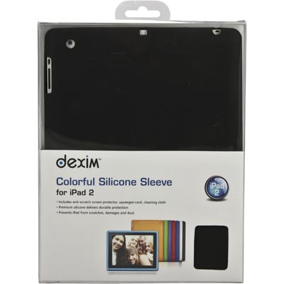 Dexim iPad 2/3 silikonikuori +näytön suojakelmu+liina, musta